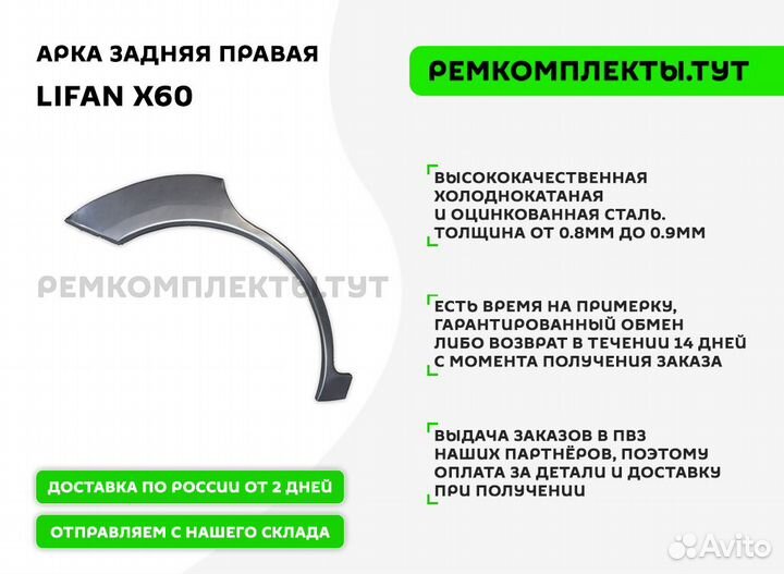 Арка задняя правая Lifan Х60