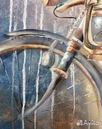 Картина Маслом Натюрморт,Велосипед, 30 на 40 см