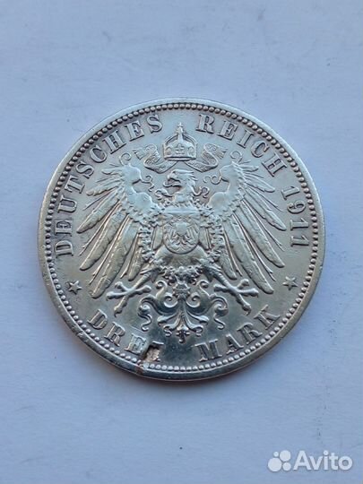 3 марки 1909 и 1911г.Германия, серебро