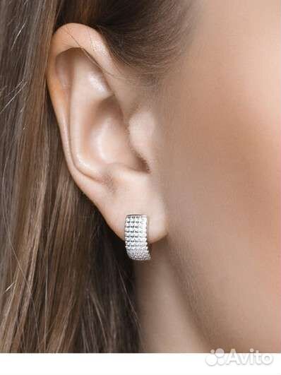 Серьги женские с фианитами круг