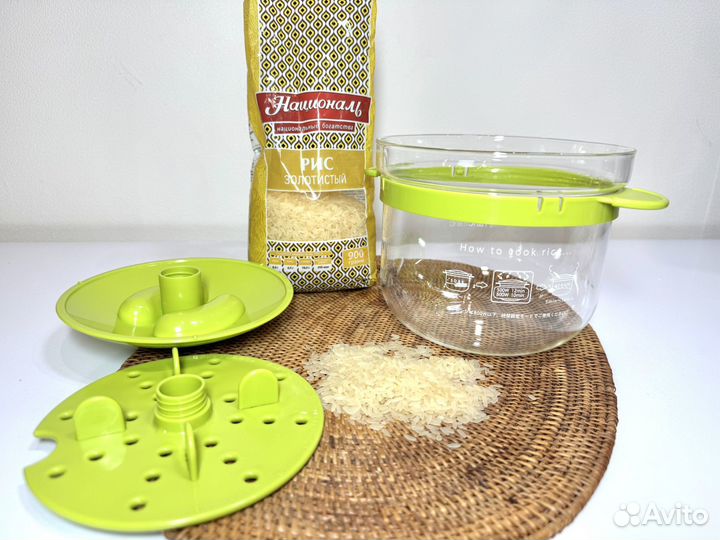 Стеклянная кастрюля рисоварка для микроволновки