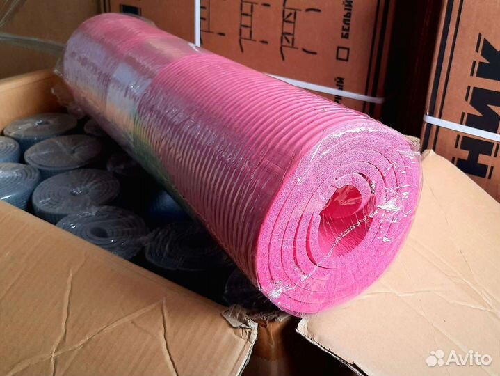 Коврик йоги 1*61*183 см толстый фитнес мат розовый