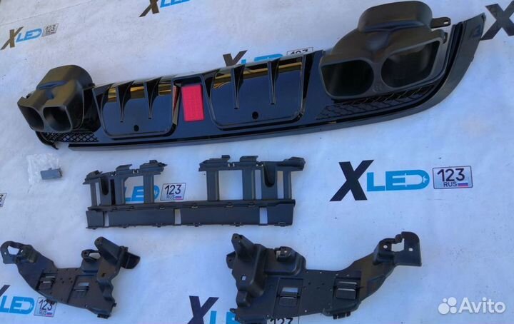 Диффузор Brabus Mercedes W205 с насадками глянец