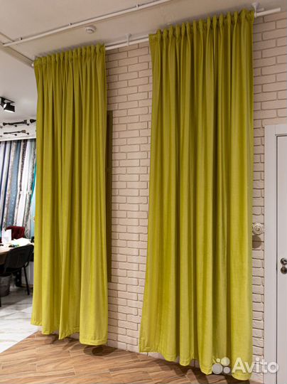 Комплект штор Бархат 2,0м + 2,0м (Лайм)