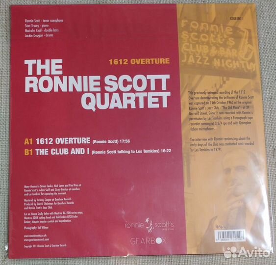 Пластинка The Ronnie Scott Quartet – 1612 Overture