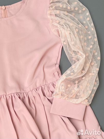Вечернее платье для девочек, розовое с шифон