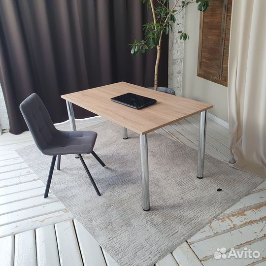 Письменный стол Дуб 130*80 см. Хром ножки