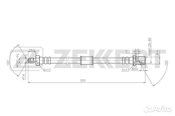 Шланг тормозной передний GAZ Gazelle (3302 3221 27