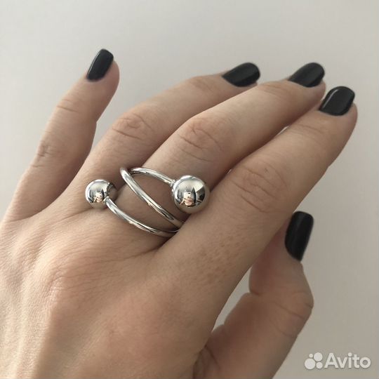 Кольцо безразмерное с шариками трендовое новое