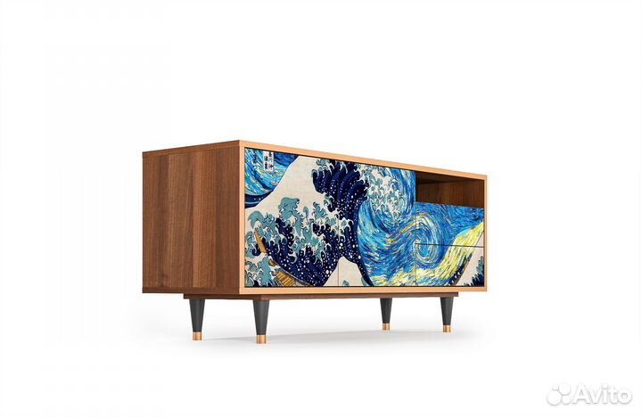 Тв-тумба T7 - Орех - The Great Wave off Kanagawa