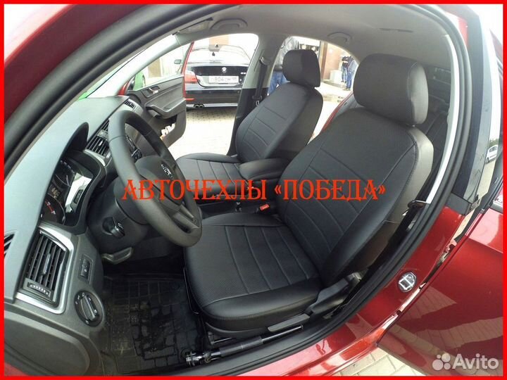 Чехлы Skoda Rapid 2 из экокожи чёрные Классика