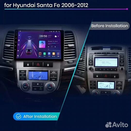 Магнитола 2 din android Hyundai Santa Fe