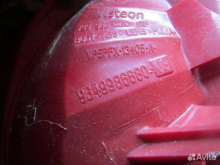 Фонарь задний левый Peugeot 207 2008 9649986680