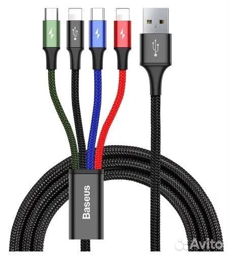 Кабель USB - micro USB+2xLightning+USB Type-C