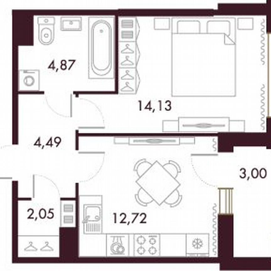 1-к. квартира, 39,6 м², 7/8 эт.