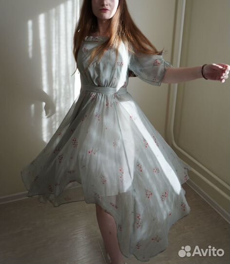 Платье воздушное в полоску и цветочек Платье феи