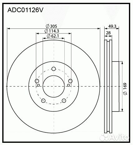 ADC01126V диск тормозной передний Lexus RX 2.0