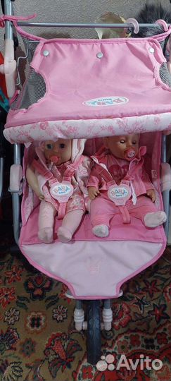 Коляска для кукол двойняшек