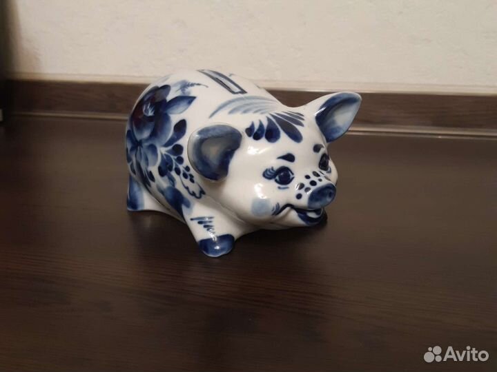 Копилка Поросёнок Гжель