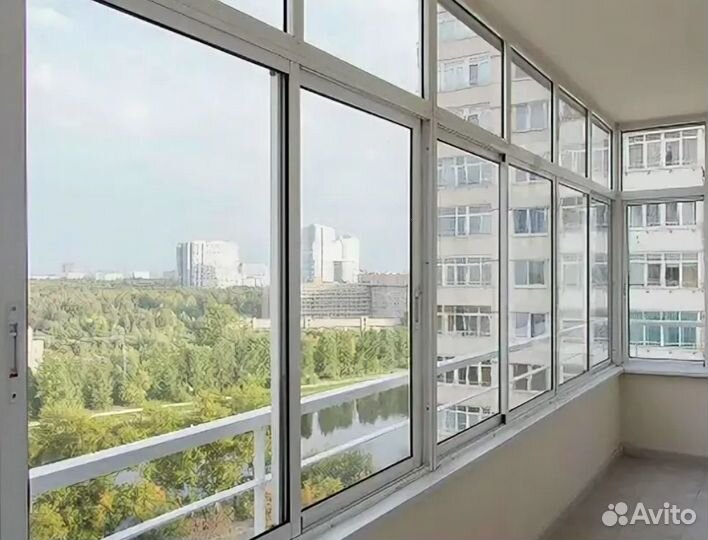 Остекление балкона 3200 на 1420 алюминиевое