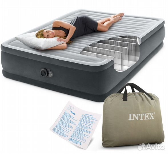 Двуспальная надувная кровать 137х191х33 см,Intex