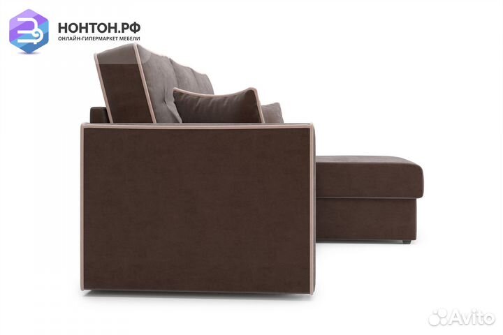 Диван угловой дельфин Леон коричневый