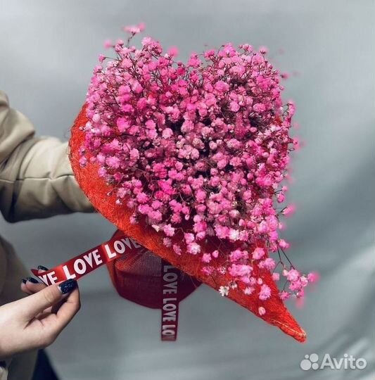 Гипсофилы с открыткой