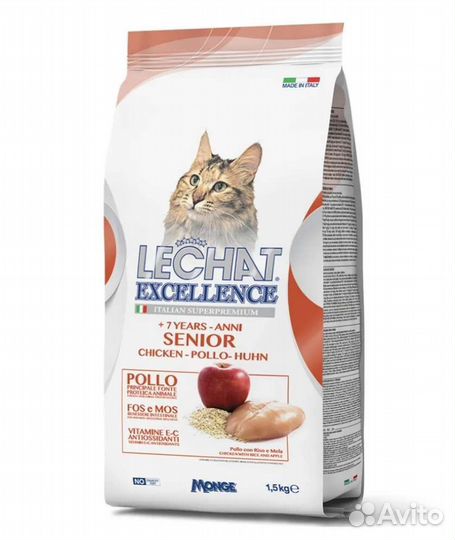 Корм для кошек lechat excellence для пожилых 1,5кг