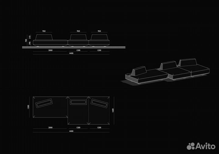 Диван 4400х1600 мм
