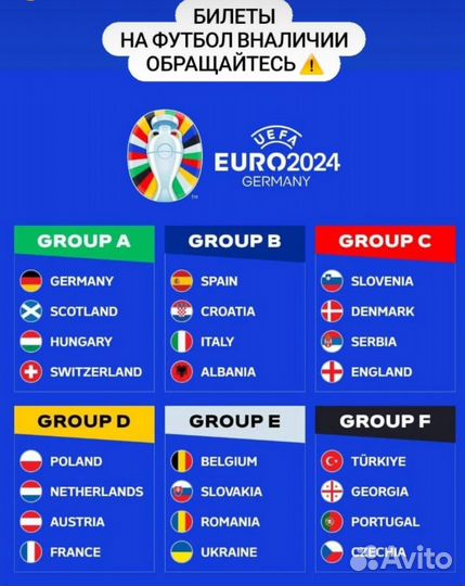 Билеты на евро 2024 в Германии