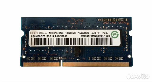 4гб DDR3l для ноутбука rmt3170mn68f9f-1600 Ramaxel купить в Санкт ...