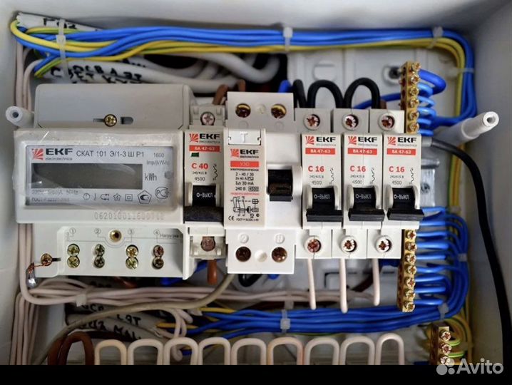 Установка, подключение автоматов, электросчетчика