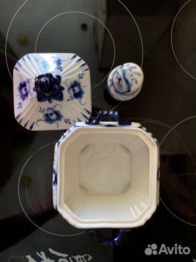 Шкатулка/сахарница Гжель, Чайная кробочка