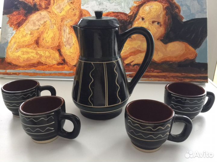 Старинный Кофейный набор СССР кофейник и 4 чашечки