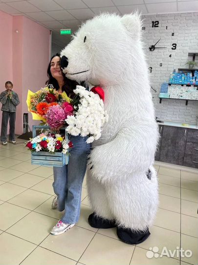 Белый мишка поздравление Ростовая кукла