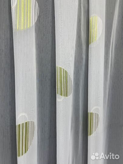 Штора органза белая с кругами тюль 3 м