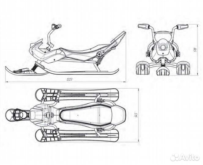 Снегокат со спинкой снегоход Snowpatrol SND4