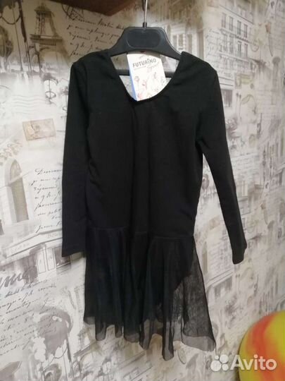 Купальник для гимнастики с юбкой, скакалка, коврик