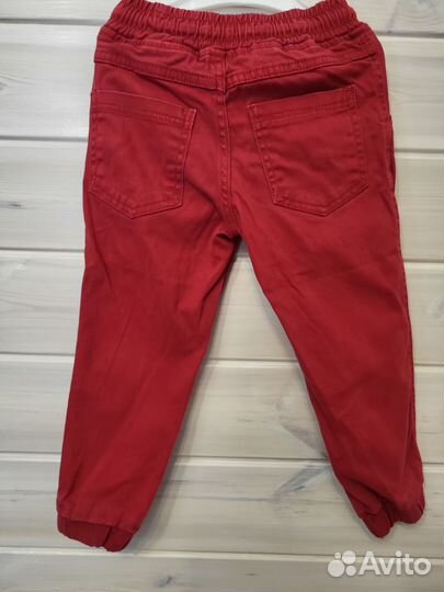 Брюки джогеры красные для мальчика 98