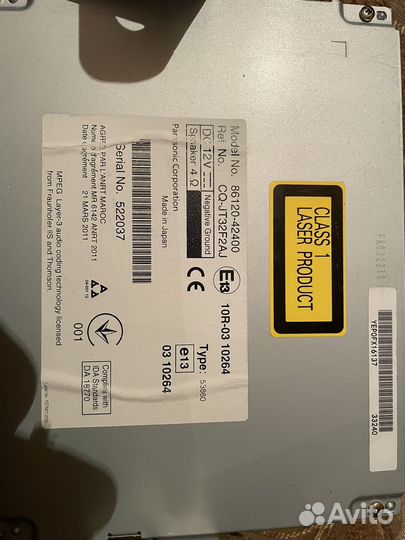 Штатная магнитола Toyota RAF 4