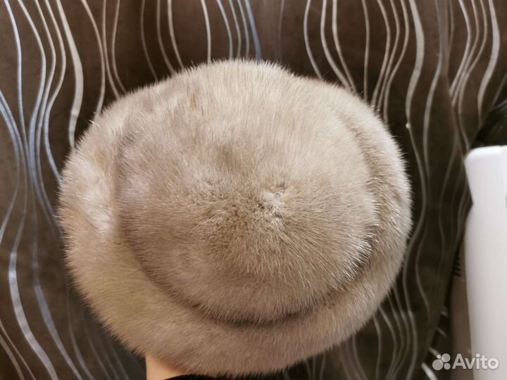 Берет шапка норка голубая меховая женская