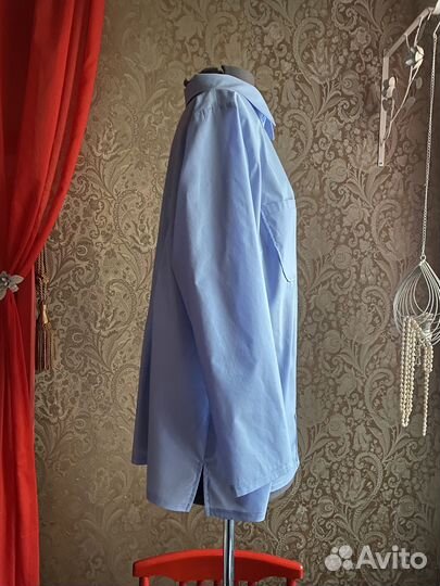 Новая рубашка хлопок 54-56 голубая