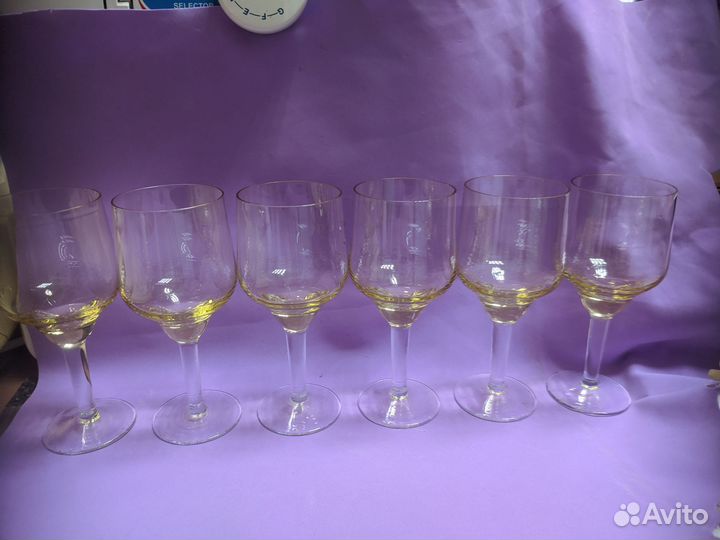 Фужер бокал цветное жёлтое стекло 6 шт