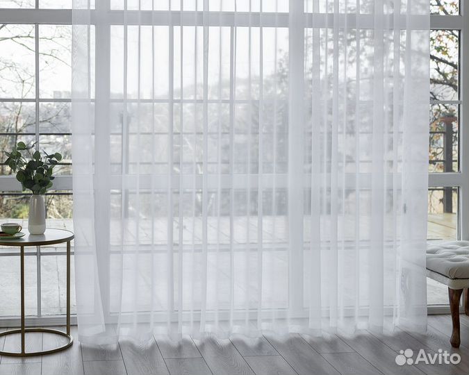 Тюль Вуаль белый готовый на окна пошив