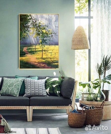 Картины с летним пейзажем в интерьер маслом Лето
