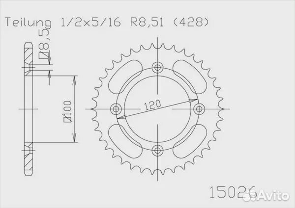Звезда ведомая алюминиевая 51-15026 48