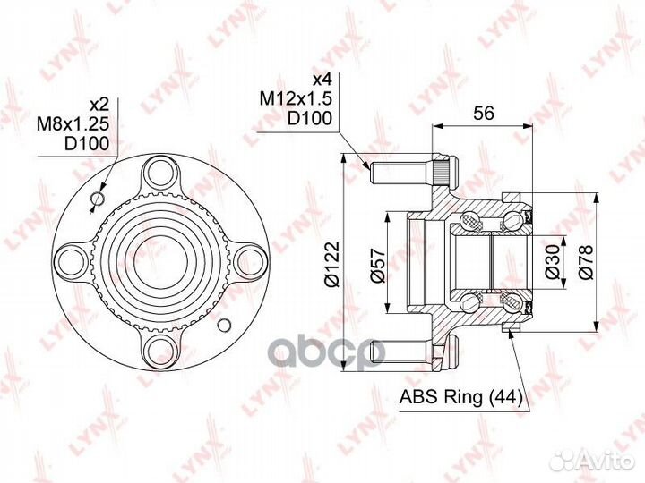 Ступица задняя в сборе (с ABS) WH-1213 lynxauto