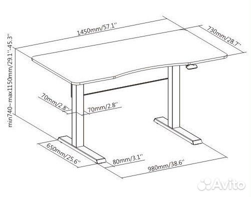 Компьютерный стол пневмо - регулируемый по высоте