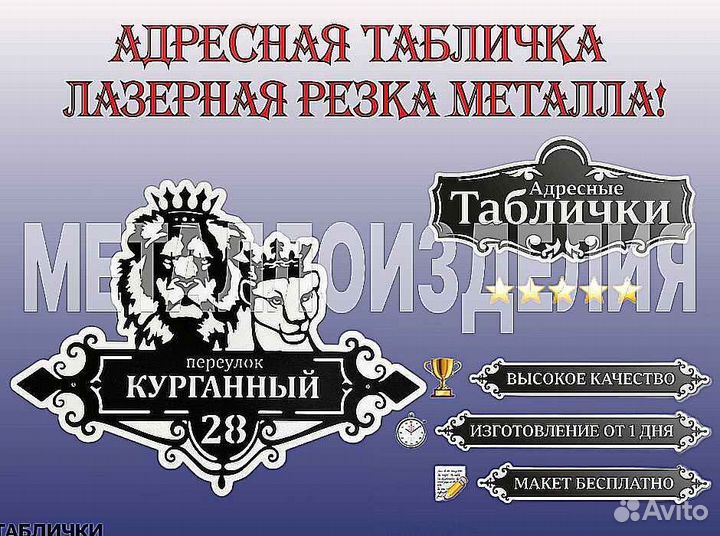 Адресная табличка металлическая