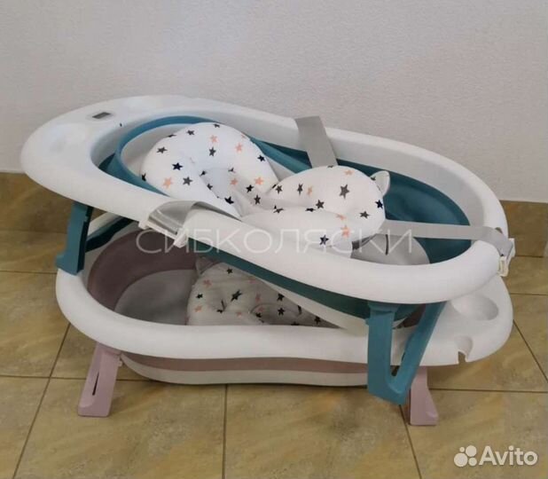 Складная ванночка Luxmom с термодатчиком и гамаком